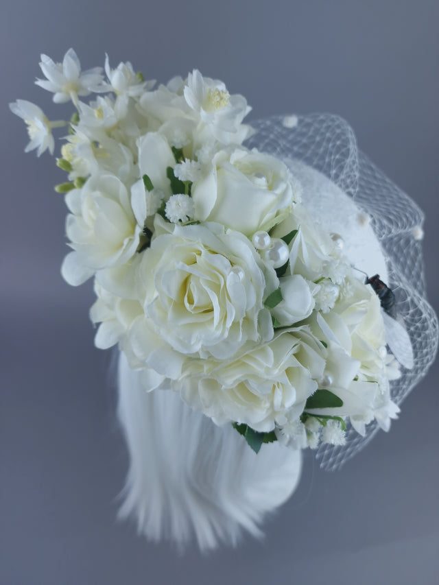 "Aoife" Bespoke Ivory Vintage Inspired Veiled Bridal Fascinator