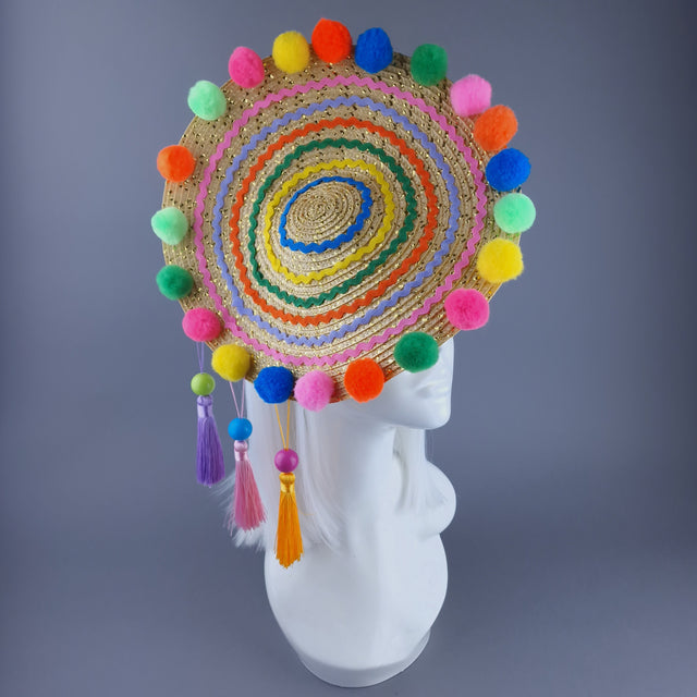 "Electra" Colourful Pompom & Tassel Hat