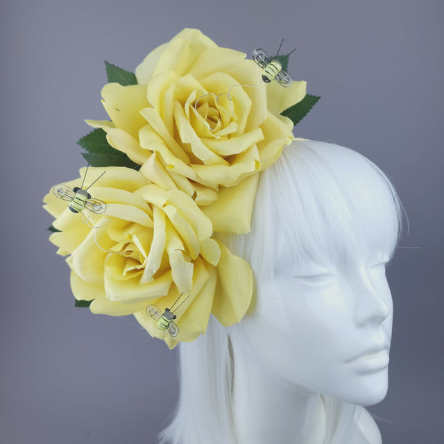 Yellow Rose & Bees Headpiece