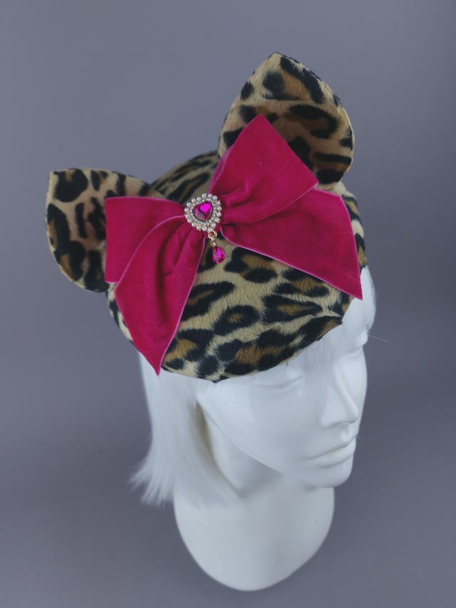 Pearls & Swine: Hat Leopard Print Vintage Inspired Cat Ear