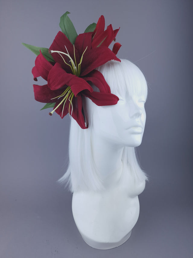 Red Lillies Flower Headpiece