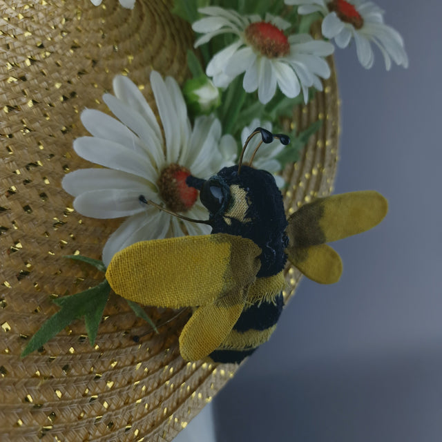 "Bumble" Daisy Flowers & Bee Fascinator Hat