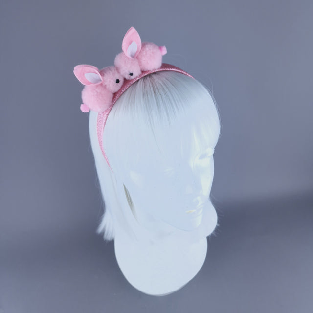 "Pompom" Pink Bunny Rabbit Glitter Headband
