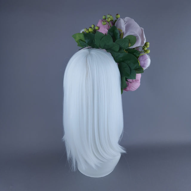 "Amethyst" Pink & Purple Rose & Peony Flower Headdress