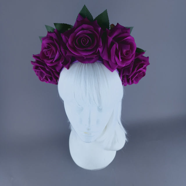 "Cerise" Pink Rose Flower Headdress & Neckpiece