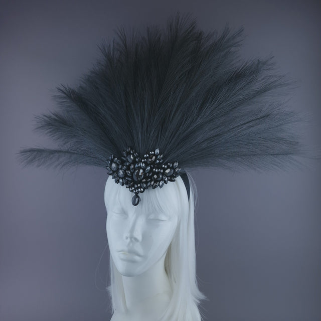 "Sassi" Grey Showgirl Jewel Headdress