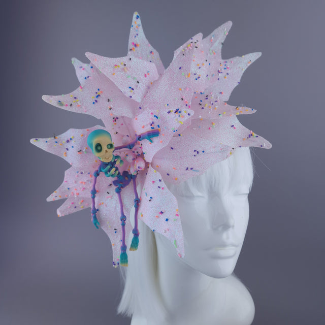 "Candy-Pop" Glitter Flower & Rainbow Skeleton Headdress