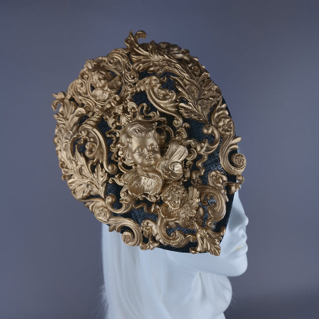 "Ataullah" Gold Filigree & Cherub Fascinator Hat