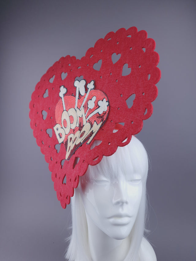 Pearls & Swine: Red Heart Hatinator with Sequins "Heartbeat"
