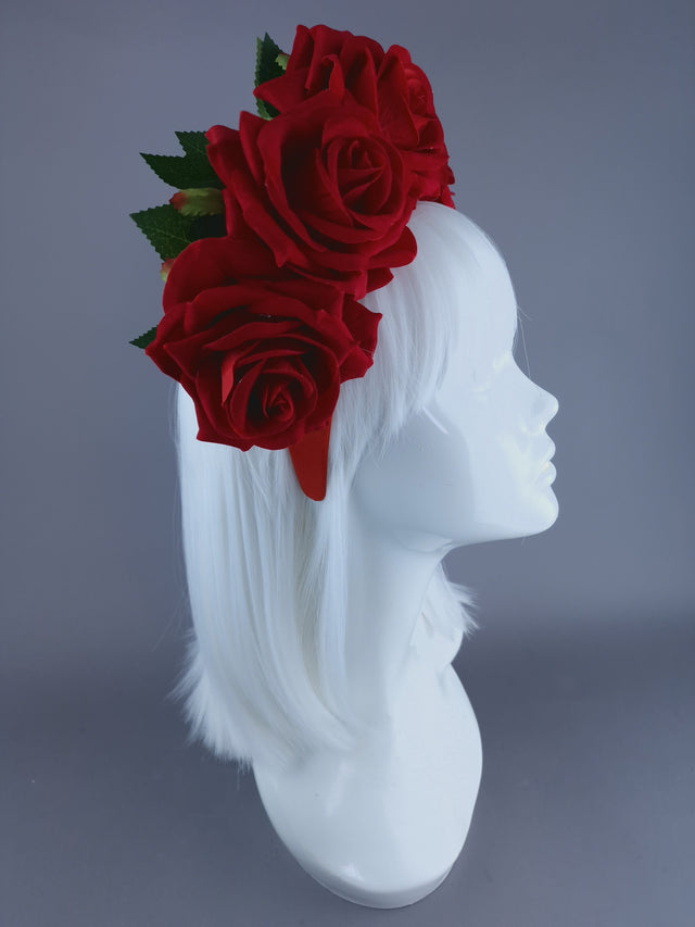 "Eva" Red Rose Flower Headdress & Neckpiece