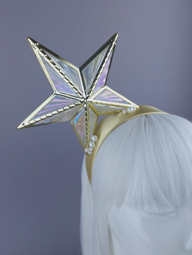 "A Star is Born" Iridescent Gold Star & Pearl Headpiece