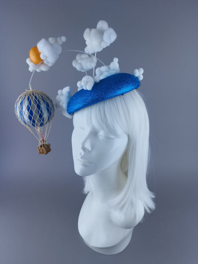 "Love is in the Air" Blue Heart Hot Air Balloon Fascinator Hat
