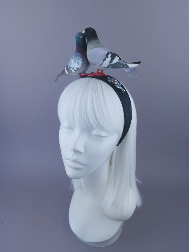 "Wabi-Sabi" Whimsical Pigeons in Love Poop Headband