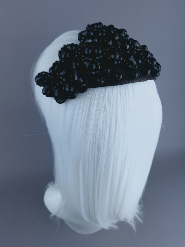"Tempt" Black Bead Vintage Style Fascinator Hat