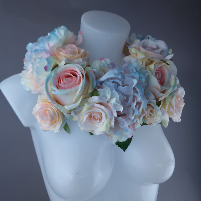 "Kirei" Pastel Rose & Flower Headdress & Neckpiece