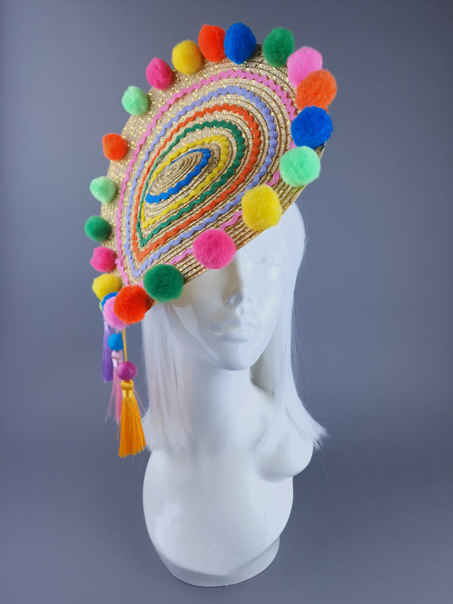 "Electra" Colourful Pompom & Tassel Hat