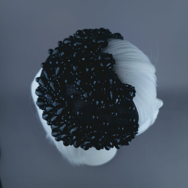 "Tempt" Black Bead Vintage Style Fascinator Hat