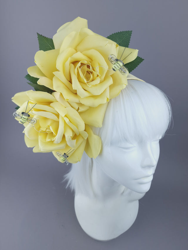 Yellow Rose & Bees Headpiece