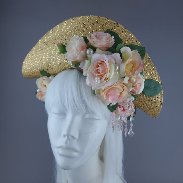 "Grace O'Malley" PInk Pirate Rose & Pearl Fascinator Hat