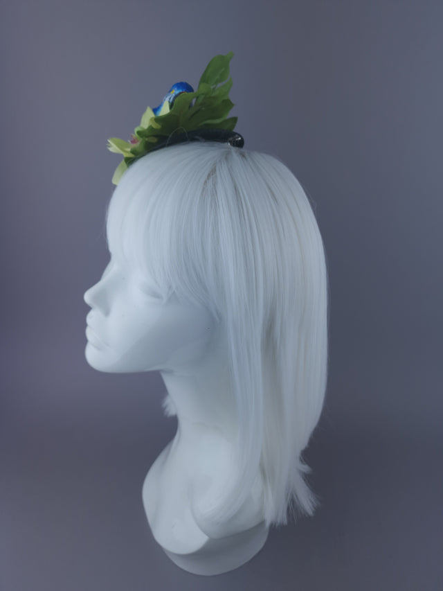 "Tropic" Blue Parrot & Orchid Mini Fascinator