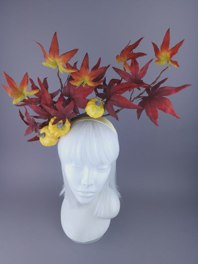 Pearls & Swine: Autumnal Headdress with Leaves & Pumpkin "Airi"