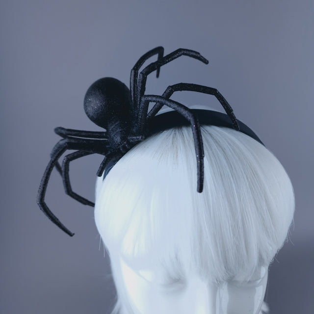 "Charlotte" Black Glitter Spider Headpiece