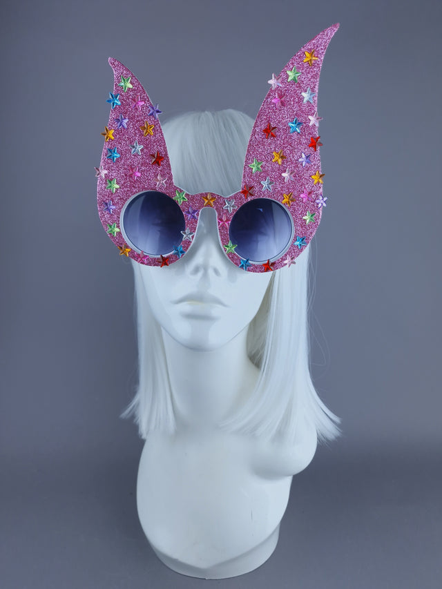 "Luppolo" Pink Glitter Bunny Rabbit Ear Sunglasses