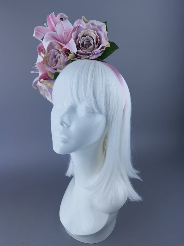 "Kailea" Pastel Pink Purple Flower Jewel Headdress