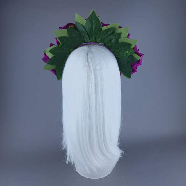 "Cerise" Pink Rose Flower Headdress & Neckpiece