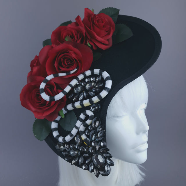 Pearls & Swine: Statement Red Rose Snake Hat