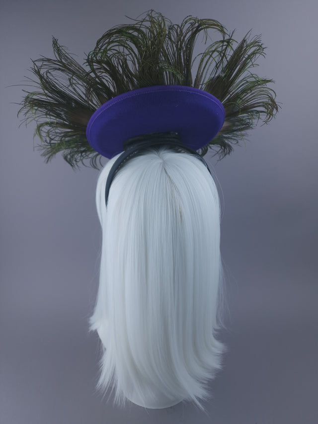 Pearls & Swine: Jewel & Peacock Feather Fascinator Hat "Nile"