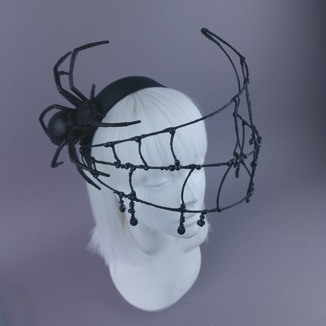 Pearls & Swine: Maximalist Spider & Web Headdress "Capture"