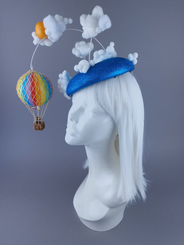 "Love is in the Air" Rainbow Hot Air Balloon Fascinator Hat