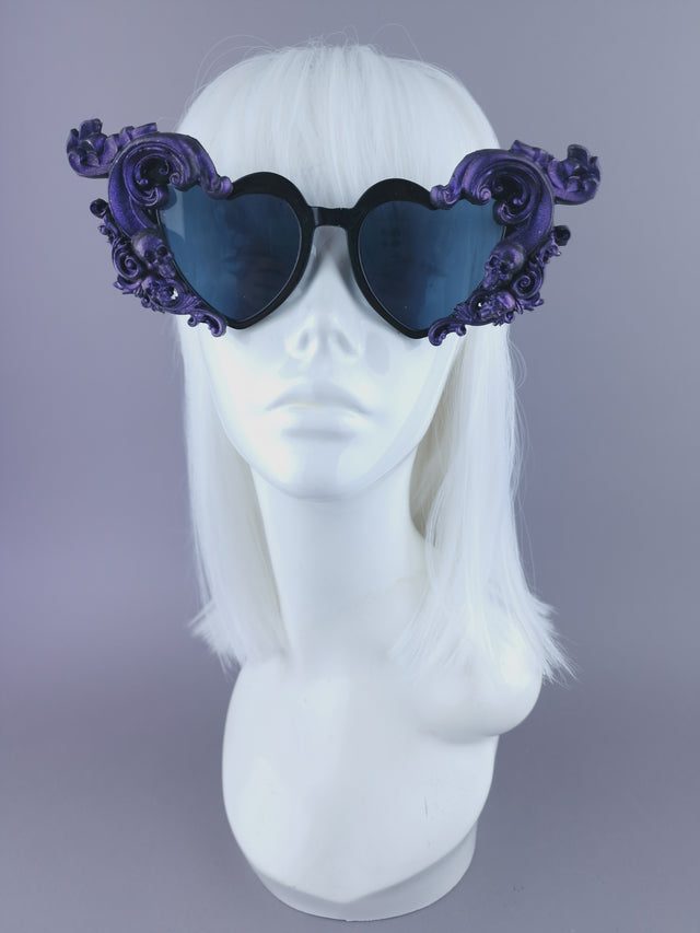 "Jupiter" Purple & Black Filigree Heart Shaped Sunglasses