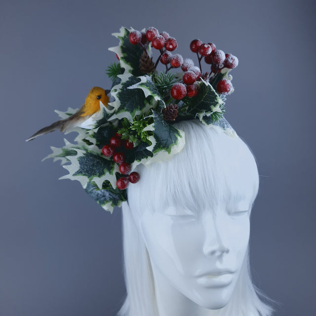 Robin & Snow Holly Xmas Headdress