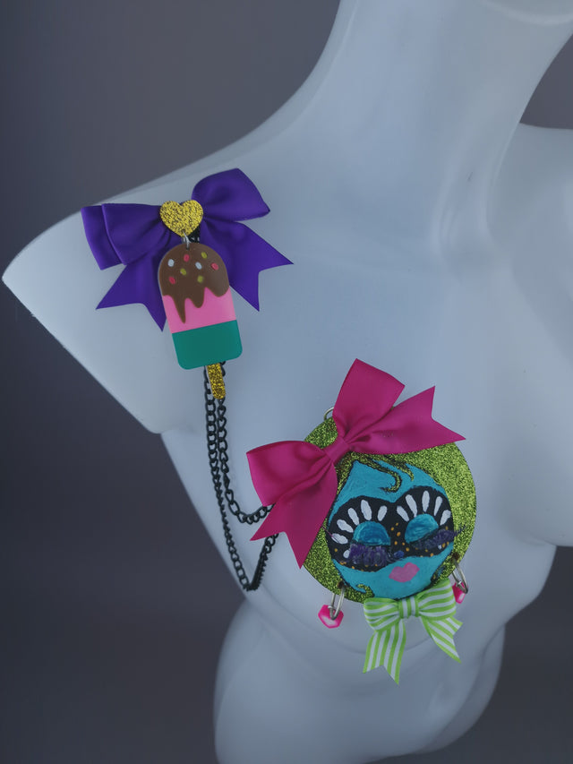 Colourful Dollface Necklace Brooch Jewellery
