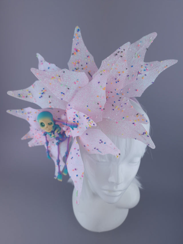 "Candy-Pop" Glitter Flower & Rainbow Skeleton Headdress