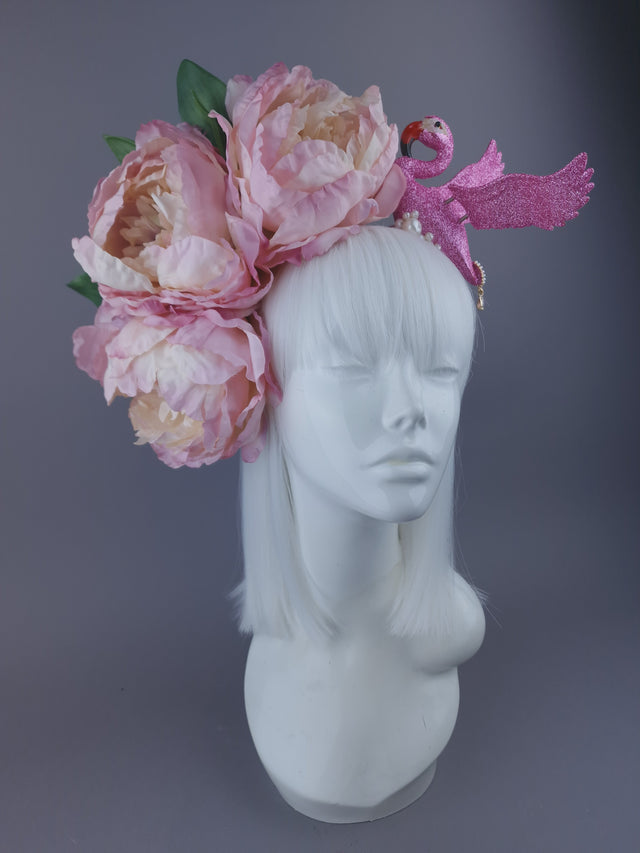 Pearls & Swine: Headdress Pink Flamingo, Pearl & Peony