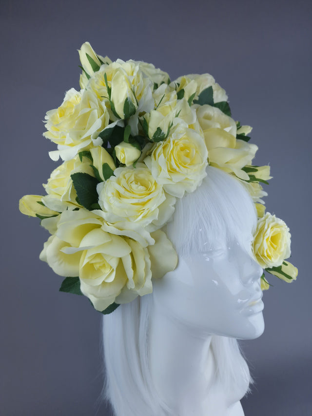 "Lili" Pastel Lemon Yellow Flower Headdress