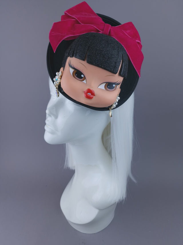 Pearls & Swine: Hat Quirky Black Dollface & Bow