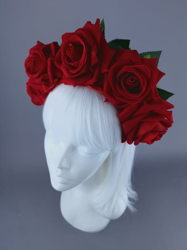 "Eva" Red Rose Flower Headdress & Neckpiece
