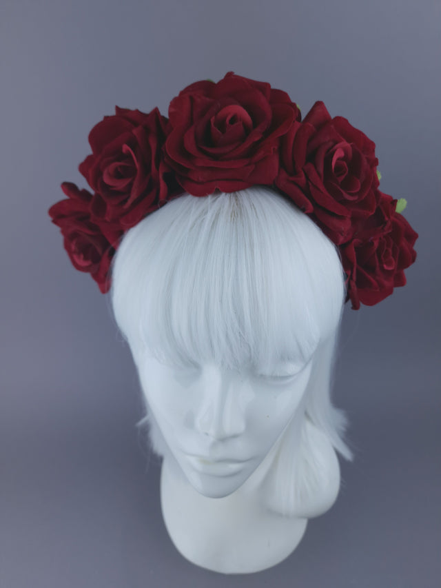 SAMPLE! Red Rose Flower Headdress & Neckpiece