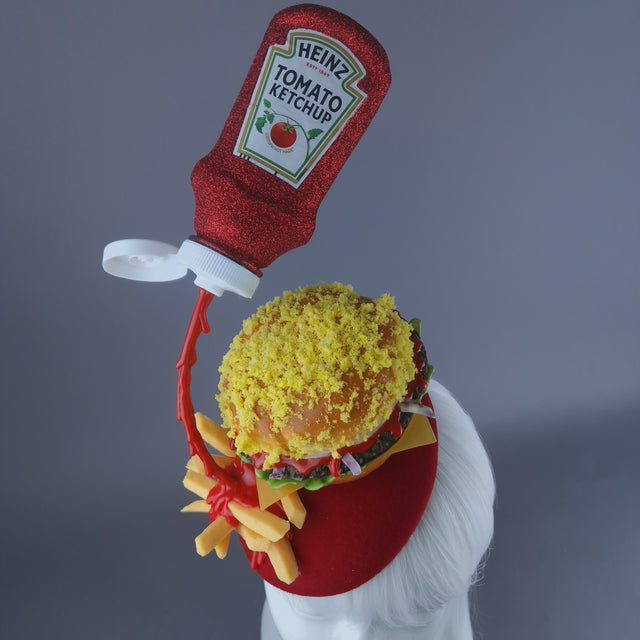 "Munchies" Burger & Chips Food Fascinator Hat Headdress