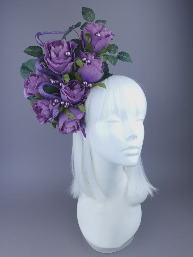 "Nairn" Purple Rose, Pearls & Snake Headdress