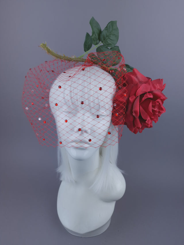 Pearls & Swine: Headdress Red Rose Veil