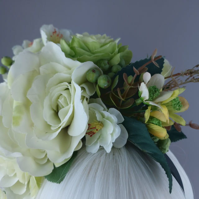"Acantha" Light Green Rose Flower Headdress
