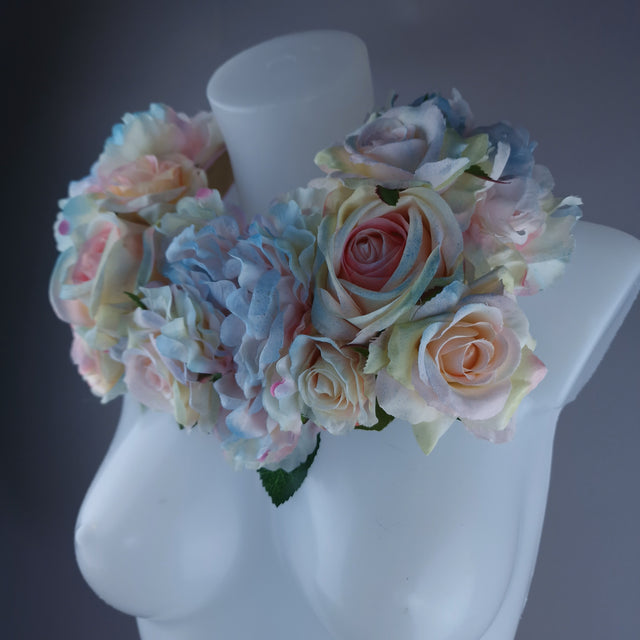 "Kirei" Pastel Rose & Flower Headdress & Neckpiece