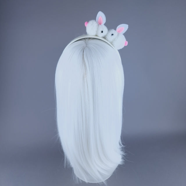 "Pompom" White Bunny Rabbit Glitter Headband