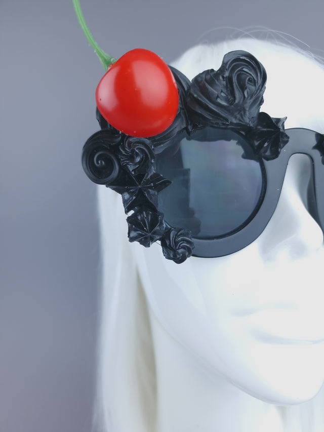 Pearls & Swine: Black Frosting Icing Cherry Sunglasses "Fondant"