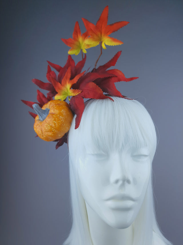 Pearls & Swine: Autumnal Headdress with Leaves & Pumpkin "Spice"